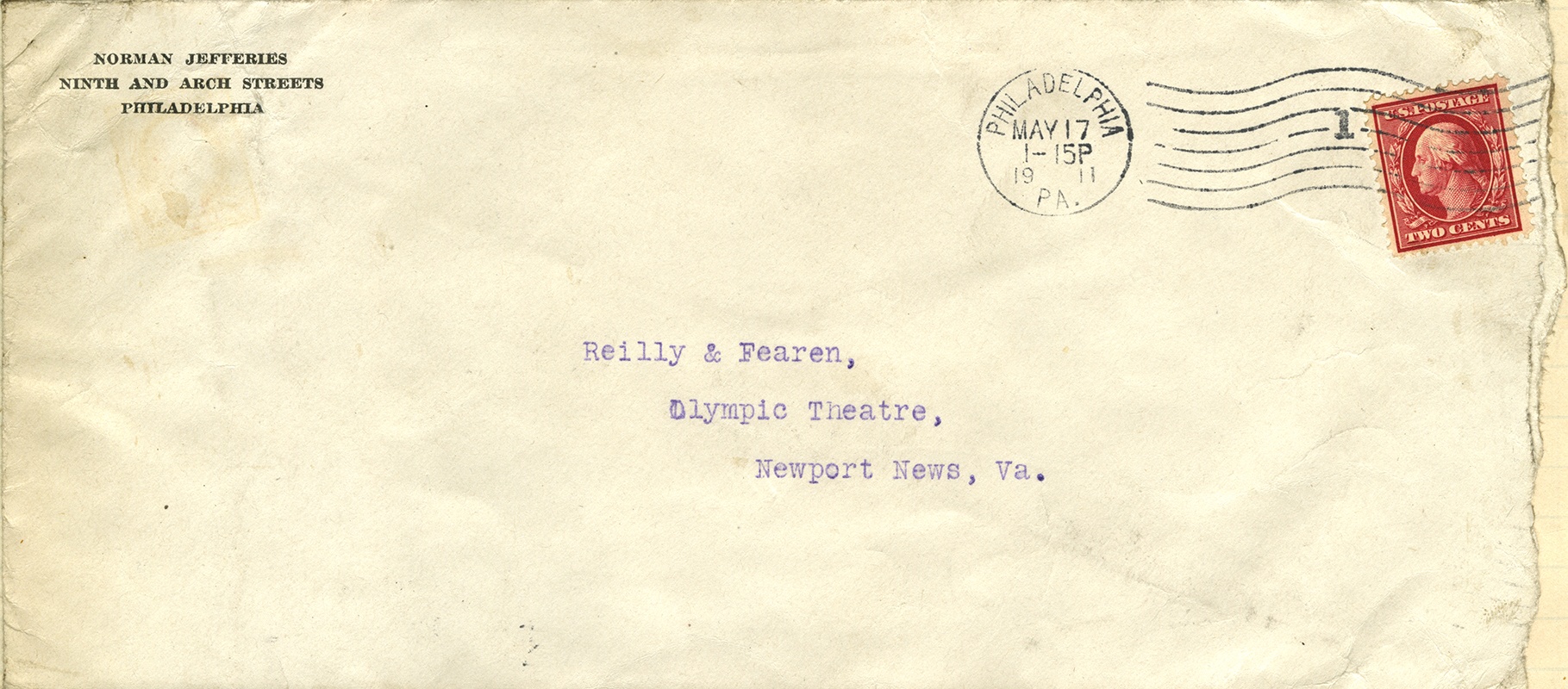 Norman Jefferies Envelope – The American Vaudeville Archive — Special ...