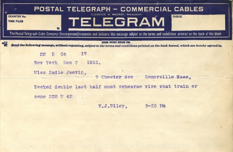 R.J. Riley Telegram – The American Vaudeville Archive — Special Collections